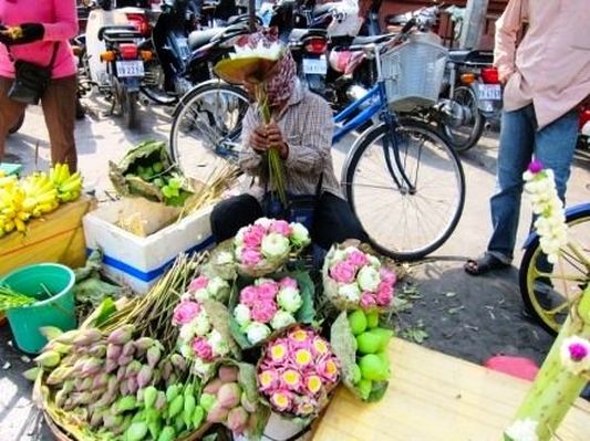 Flower Vendor in the Street of Phnom Penh