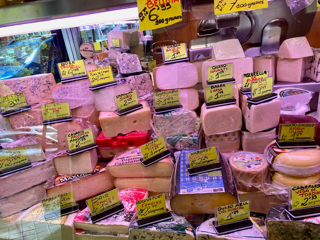 Cheeses in Madrid's Charcuteria