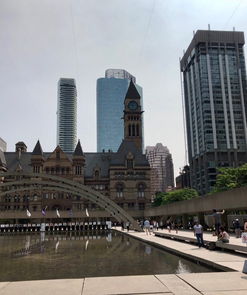 Reflecting Pool and Arches at Toronto City Hall.
