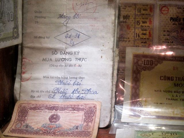 Food Booklet and Old Currency in Hanoi