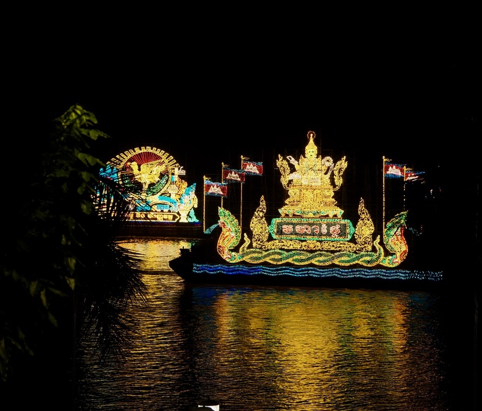 Cambodia Water Festival Illuminated Boat